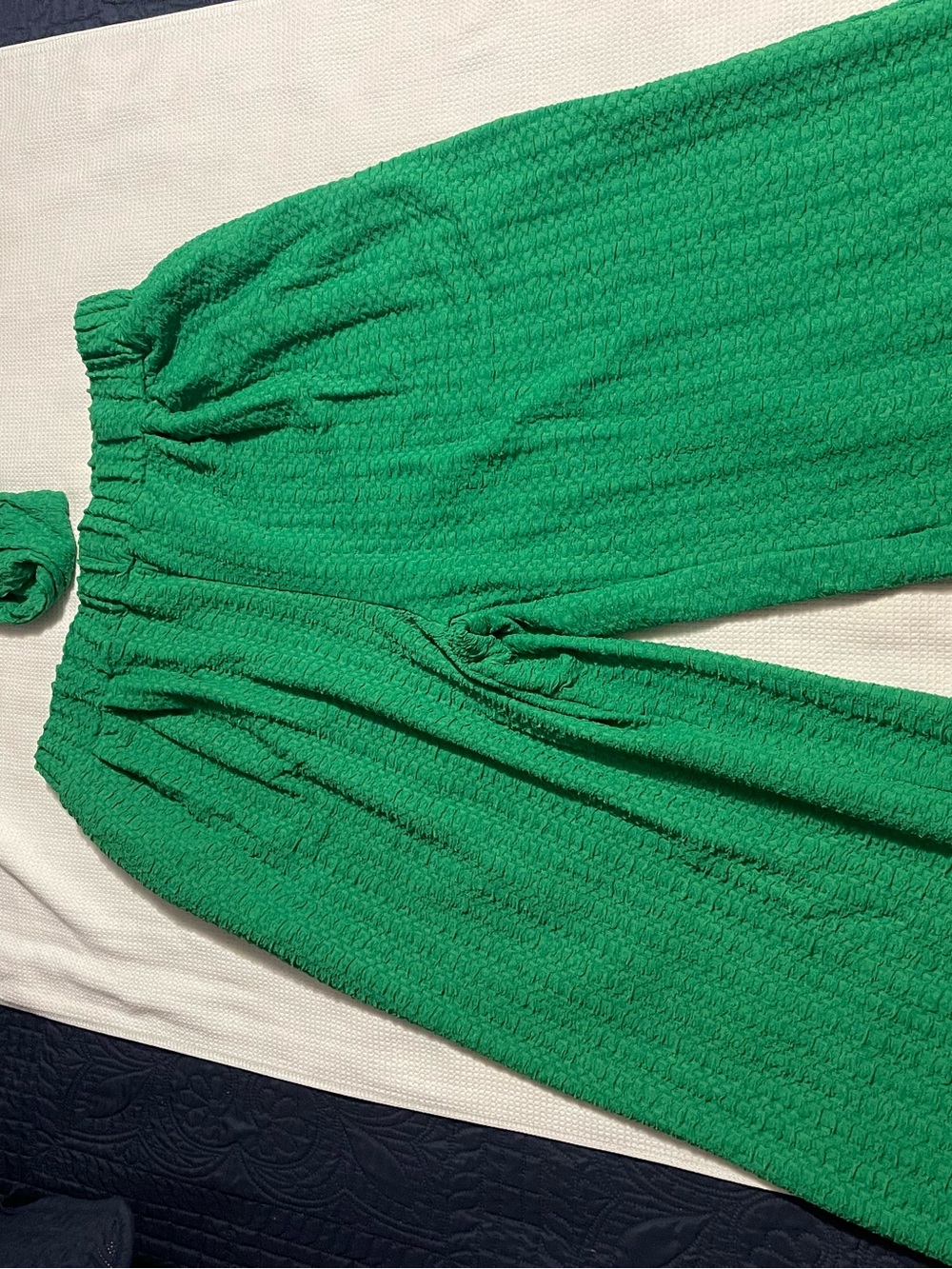 SHEIN Green Crinkle Wide-Leg Pants